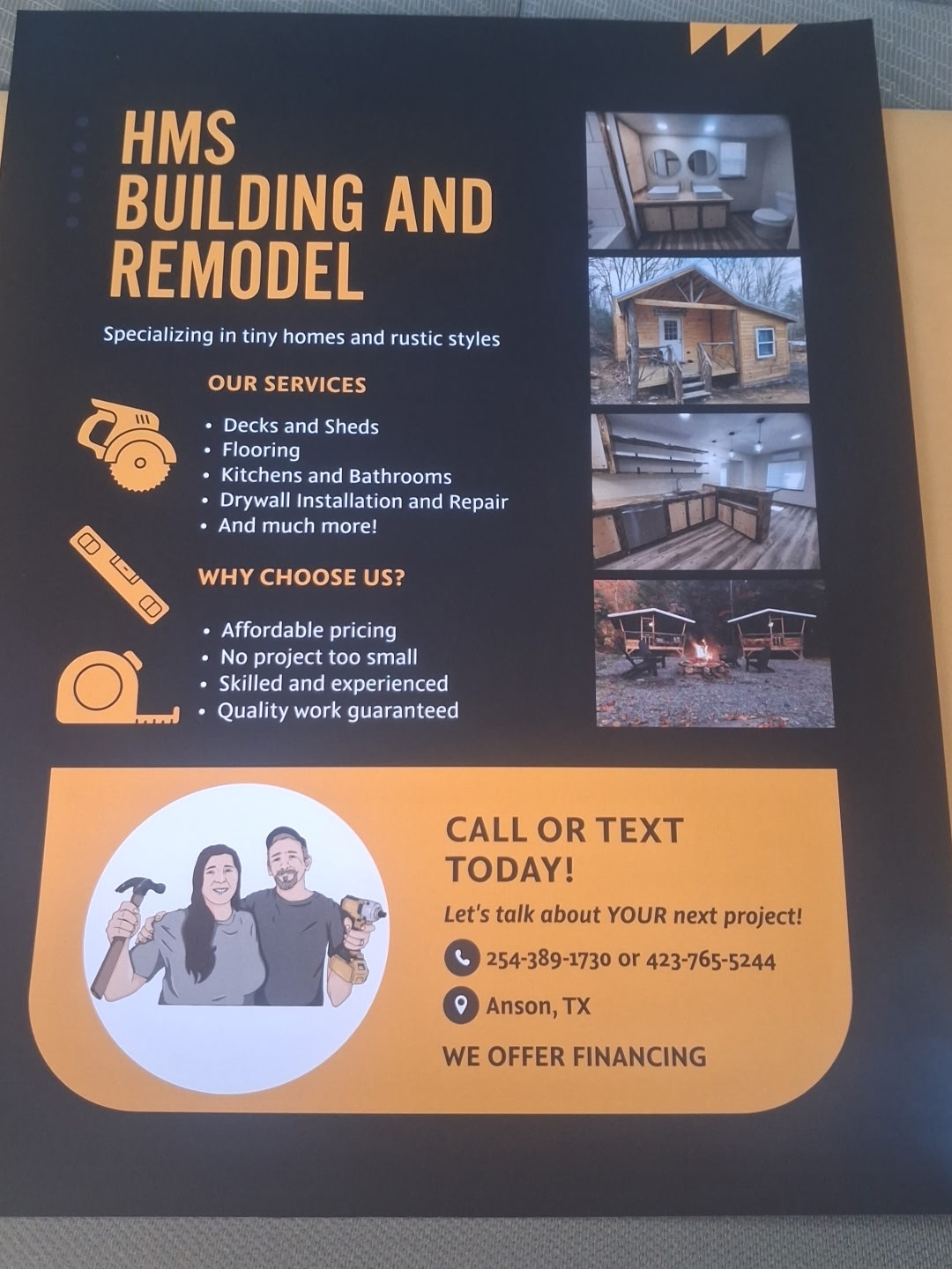 Original HMS Building and Remodel flyer